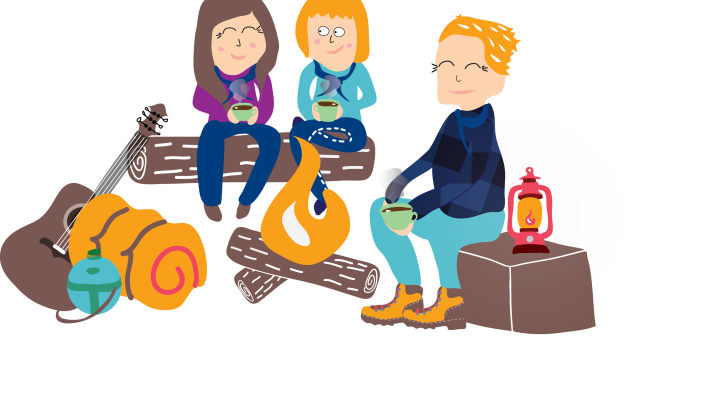 illustration spejdere om bål