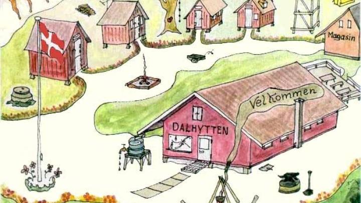 tegning af dalhytten